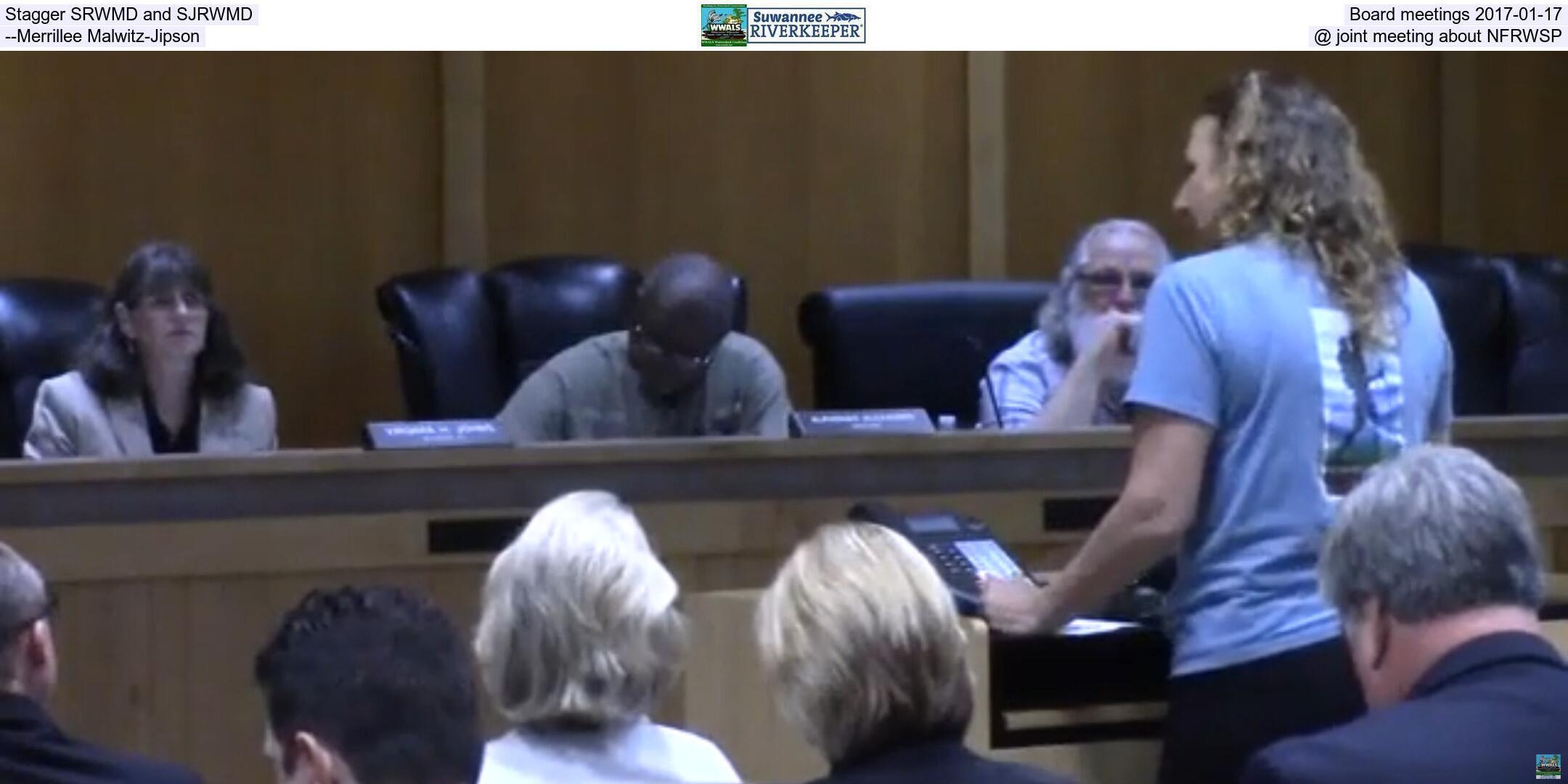 Stagger SRWMD and SJRWMD Board meetings, 2017-01-17 --Merrillee Malwitz-Jipson @ joint meeting about NFRWSP