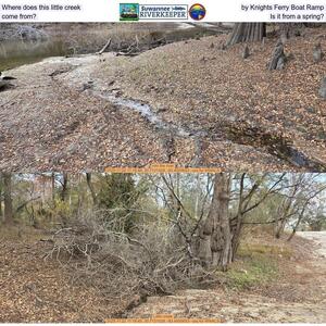 [Where does this little creek by Knights Ferry Boat Ramp come from? Is it from a spring?]