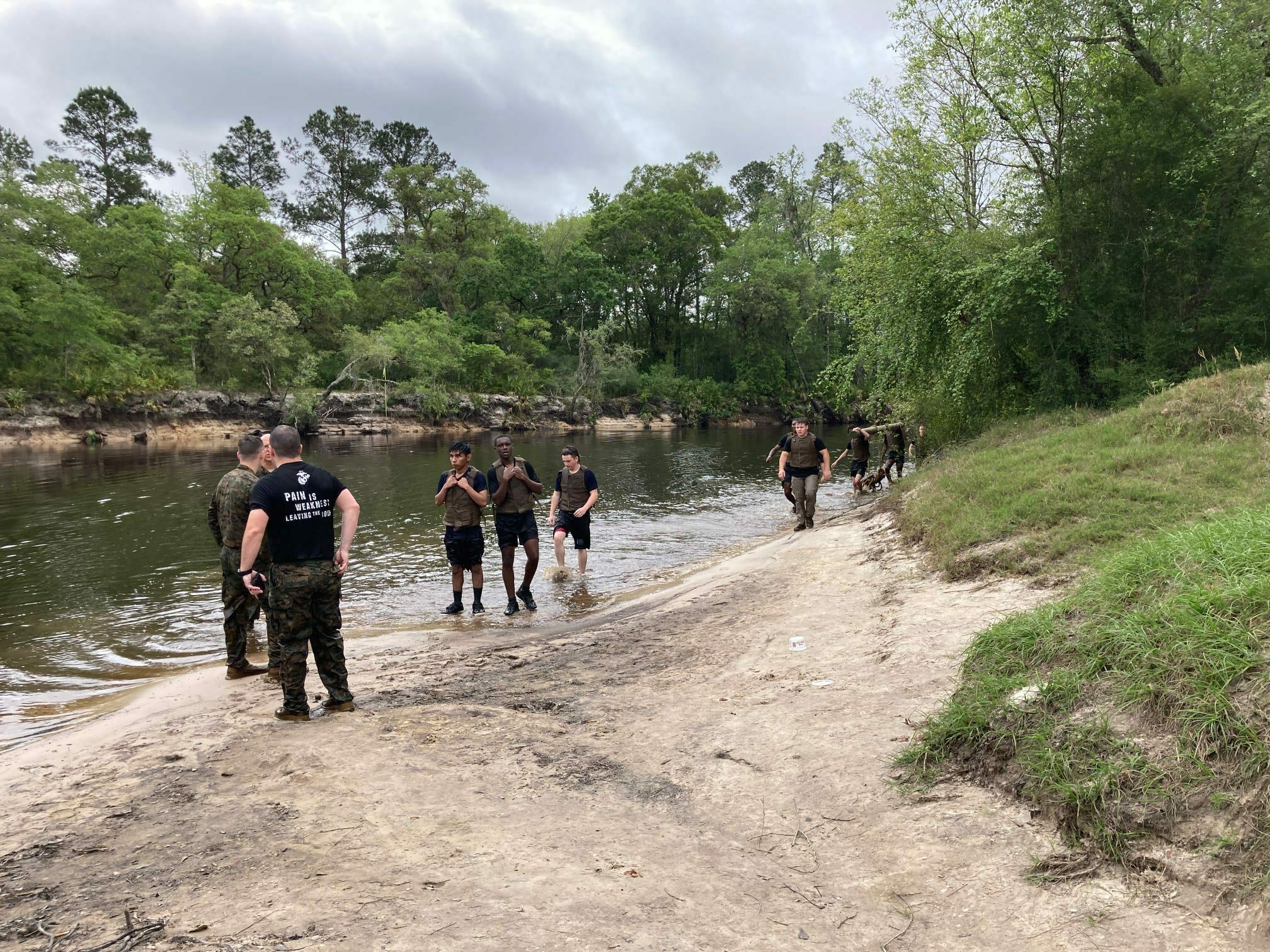 Marine recruits. We saw them last year too. Leaders made the young men help us at the beach.