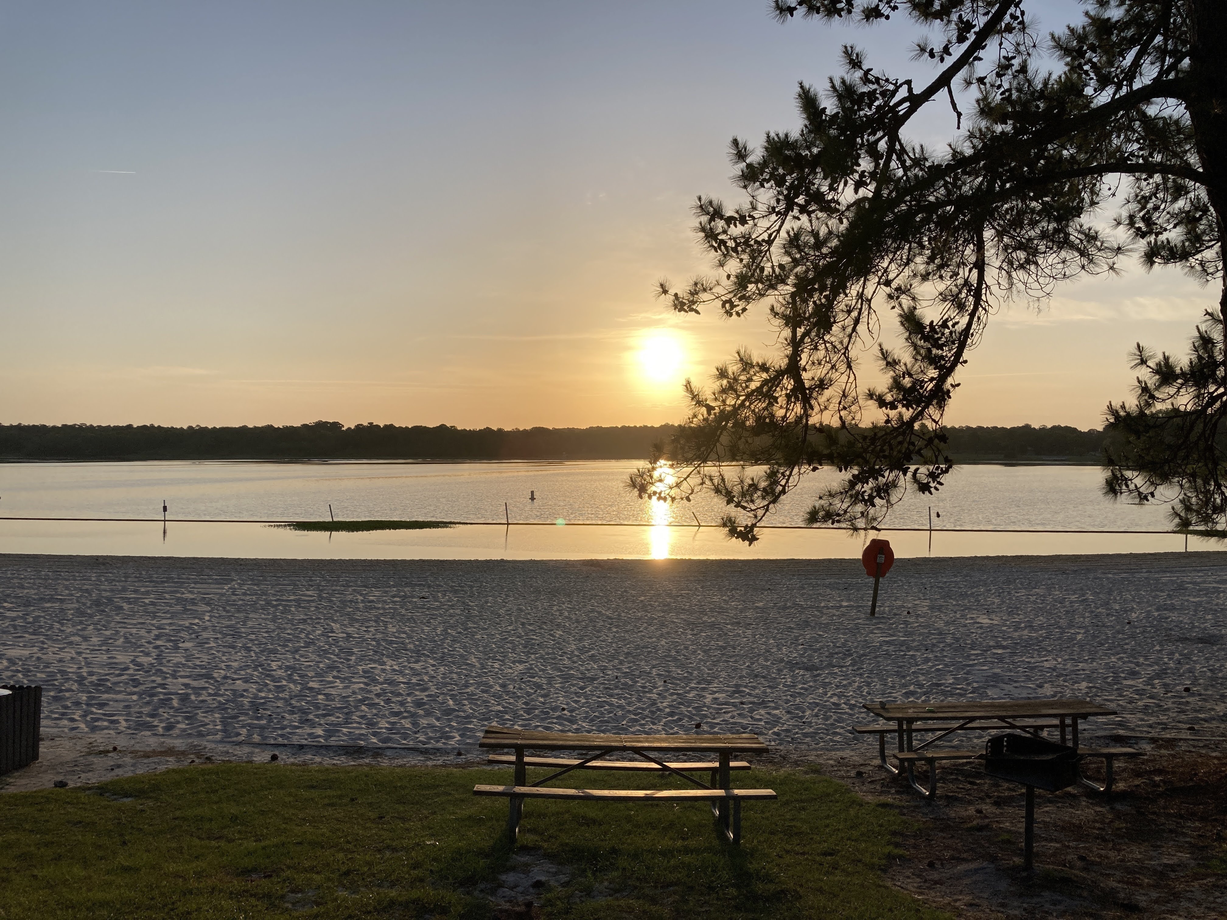 Sunrise, beach, Reed Bingham State Park Lake