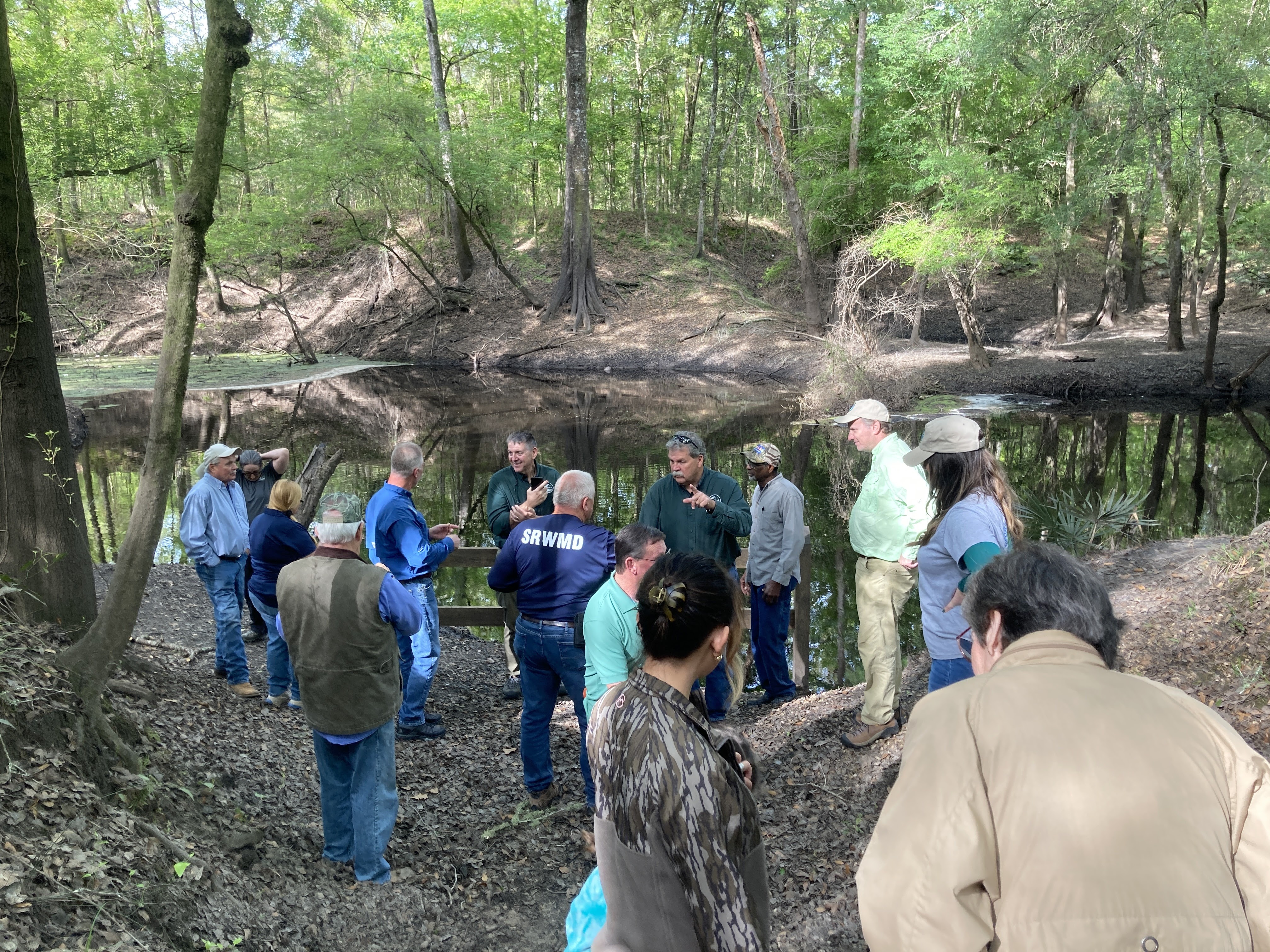 Hamilton County Commissioners, SRWMD, and FGS at the Dead River Sink