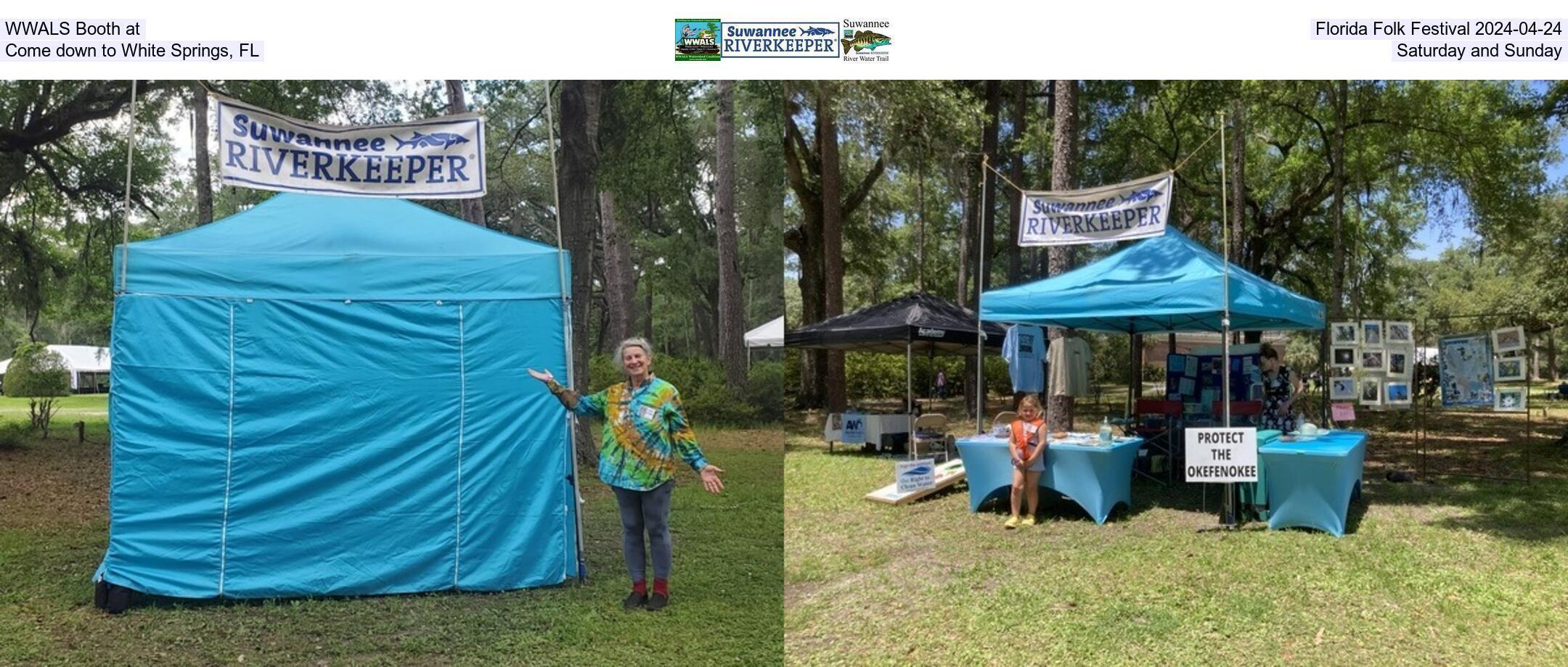 WWALS Booth at, Florida Folk Festival 2024-04-24, Come down to White Springs, FL, Saturday and Sunday