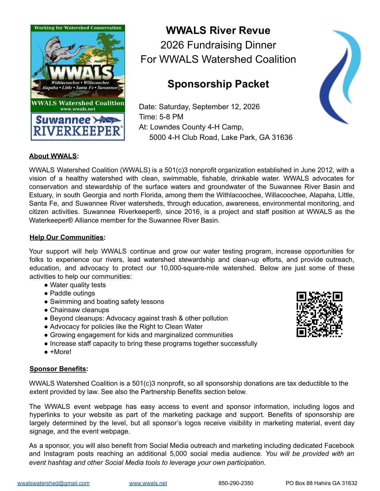 Sponsorship Package Page 1, 2026-09-12 --WWALS River Revue 2026