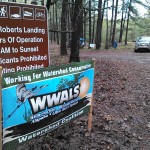 1600x1200 WWALS banner at Red Roberts Landing, in Start to Finish, by John S. Quarterman, for WWALS Watershed Coalition, Inc., 29 March 2014