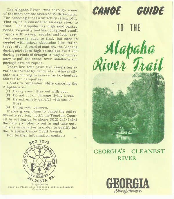 600x685 Georgias Cleanest River, in Canoe Guide to the Alapaha River Trail, by John S. Quarterman, for WWALS.net, 0  1979