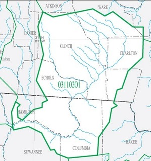 HUC 03110201 Upper Suwannee River Detail, in Suwannee Region HUC, by USGS, for WWALS.net, 14 June 2015