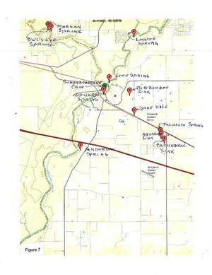 Figure 7: Locations of the caves and springs mentioned in this study