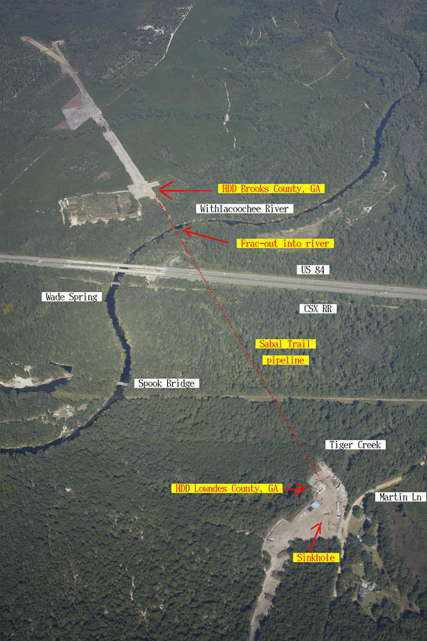 Sabal Trail frac-out and sinkhole, Withlacoochee River, GA