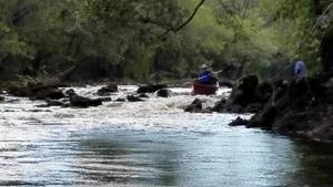 Movie: Tom and Karen shoot the rapids, 13:26:03,, Back to Georgia Shoal 30.6351000, -83.3416700