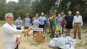 Banner and fourteen picker-uppers, 09:55:21,, Georgia Adopt-A-Stream Cleanup 30.6749200, -83.3939200