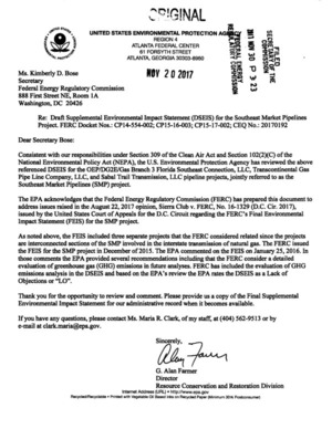 EPA to FERC, Re: SMPP