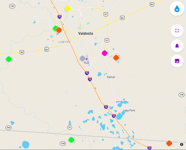 Valdosta stations, Map