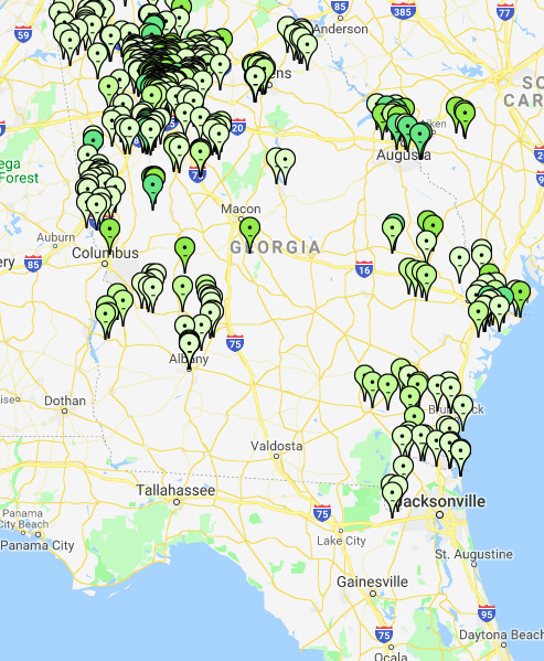 Map, Georgia Adopt-A-Stream